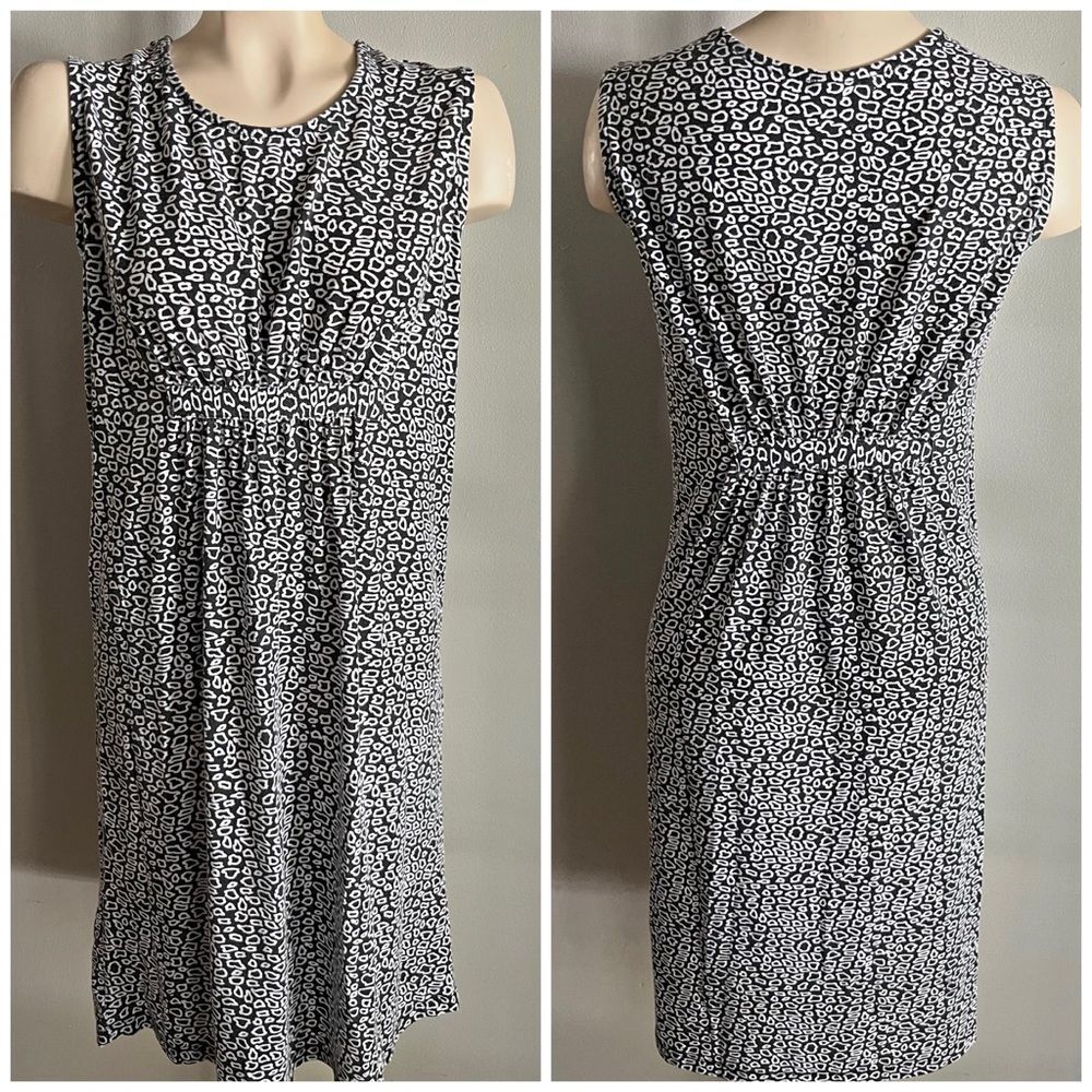 Sara Morgan Black White Leopard Print Midi Dress Petite Stretch Knit MP
